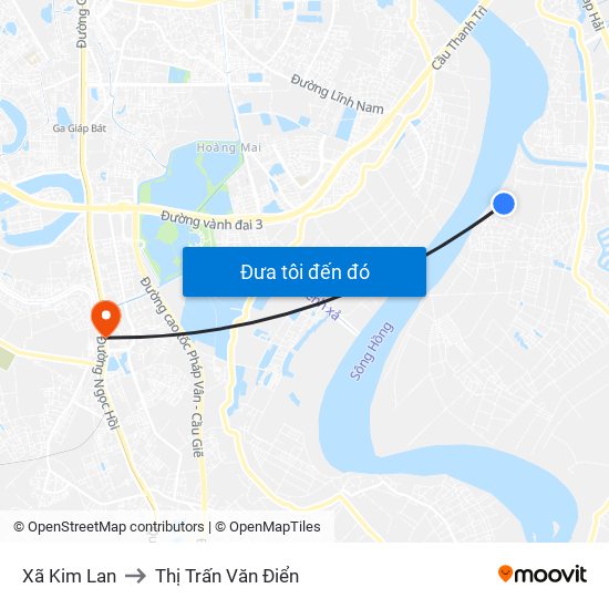 Xã Kim Lan to Thị Trấn Văn Điển map