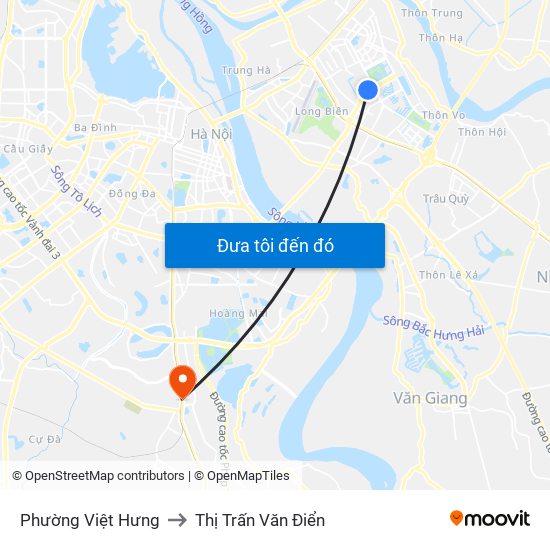 Phường Việt Hưng to Thị Trấn Văn Điển map