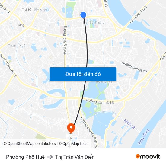 Phường Phố Huế to Thị Trấn Văn Điển map