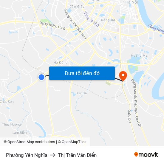 Phường Yên Nghĩa to Thị Trấn Văn Điển map