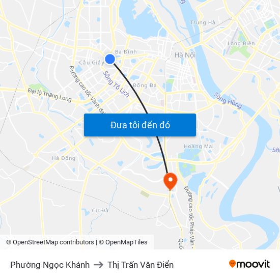 Phường Ngọc Khánh to Thị Trấn Văn Điển map