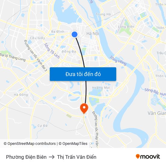 Phường Điện Biên to Thị Trấn Văn Điển map