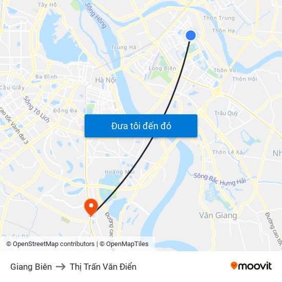 Giang Biên to Thị Trấn Văn Điển map