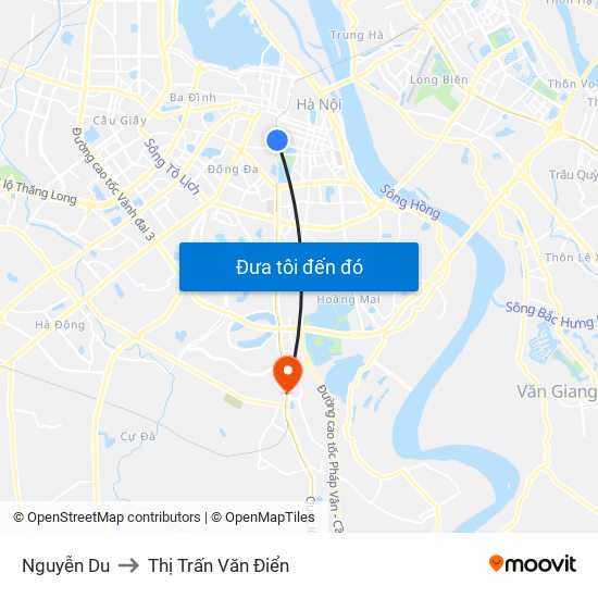 Nguyễn Du to Thị Trấn Văn Điển map