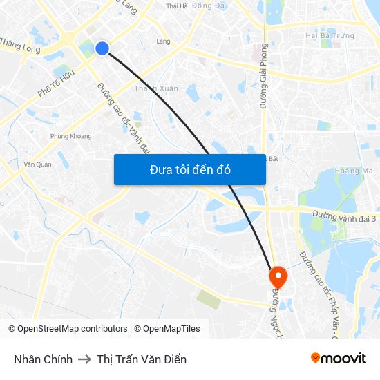 Nhân Chính to Thị Trấn Văn Điển map