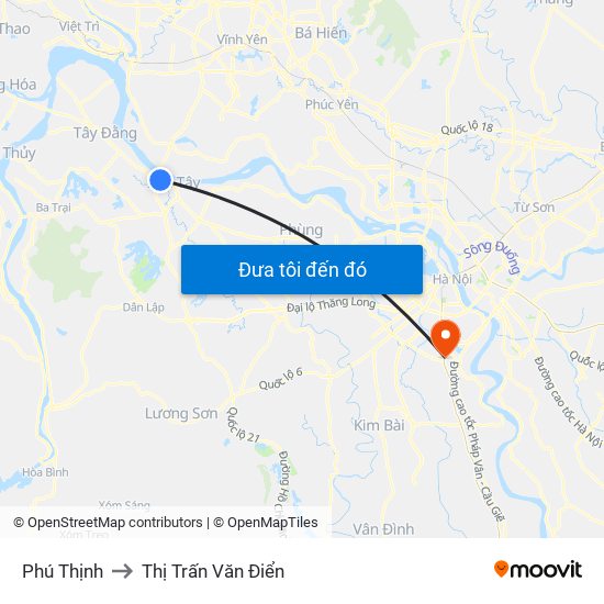 Phú Thịnh to Thị Trấn Văn Điển map