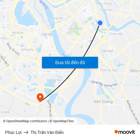 Phúc Lợi to Thị Trấn Văn Điển map