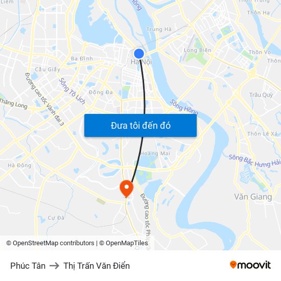Phúc Tân to Thị Trấn Văn Điển map