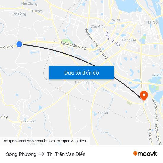 Song Phương to Thị Trấn Văn Điển map