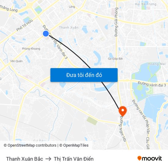 Thanh Xuân Bắc to Thị Trấn Văn Điển map