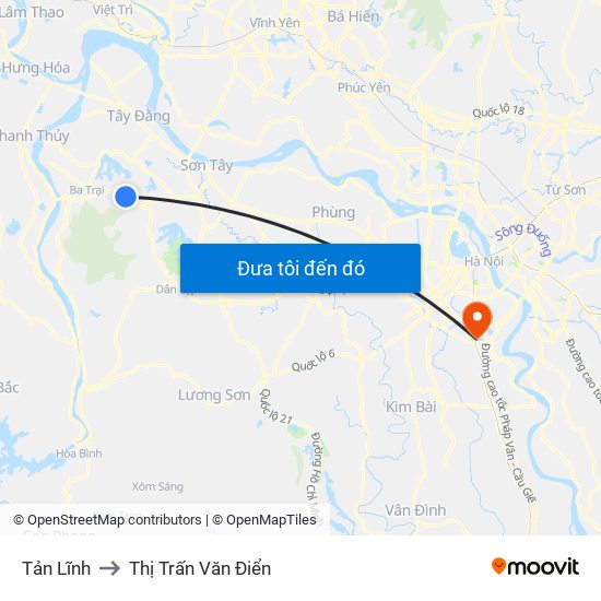 Tản Lĩnh to Thị Trấn Văn Điển map