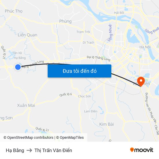 Hạ Bằng to Thị Trấn Văn Điển map