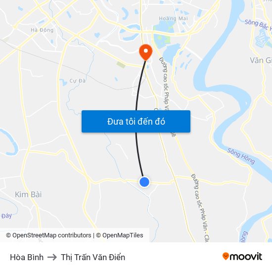 Hòa Bình to Thị Trấn Văn Điển map