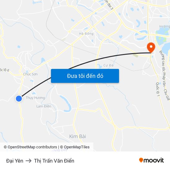 Đại Yên to Thị Trấn Văn Điển map