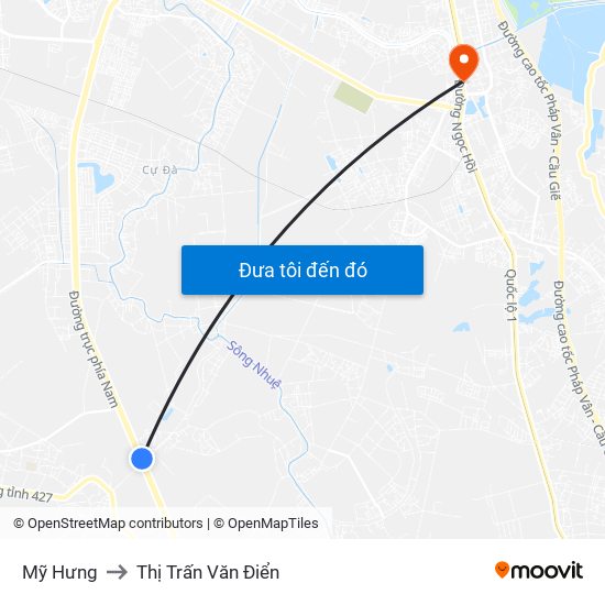 Mỹ Hưng to Thị Trấn Văn Điển map