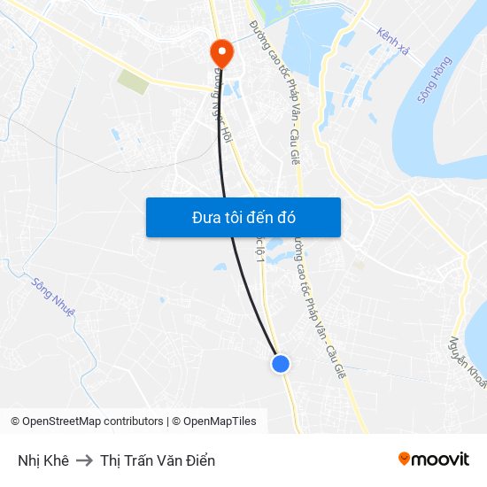 Nhị Khê to Thị Trấn Văn Điển map