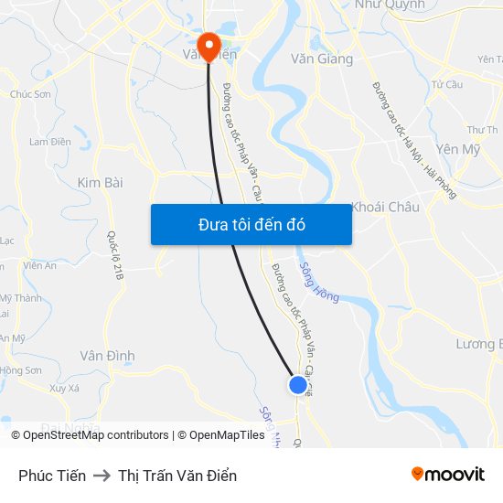 Phúc Tiến to Thị Trấn Văn Điển map