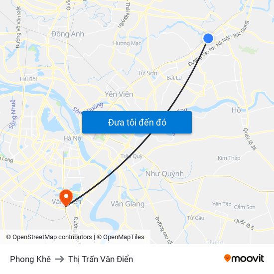 Phong Khê to Thị Trấn Văn Điển map