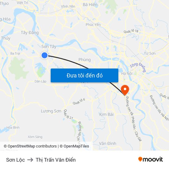 Sơn Lộc to Thị Trấn Văn Điển map
