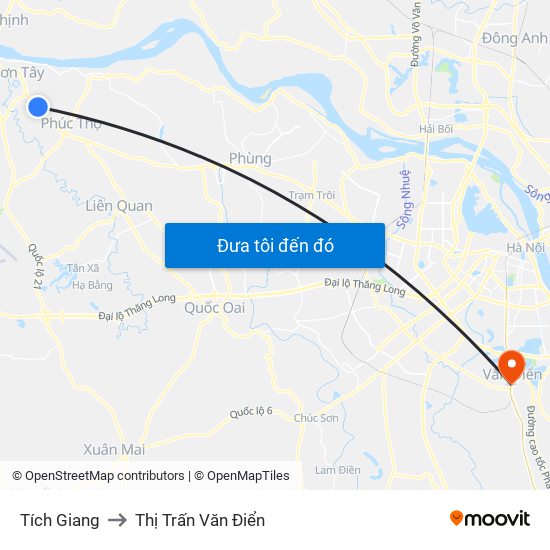Tích Giang to Thị Trấn Văn Điển map