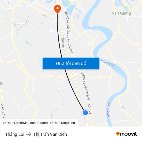 Thắng Lợi to Thị Trấn Văn Điển map