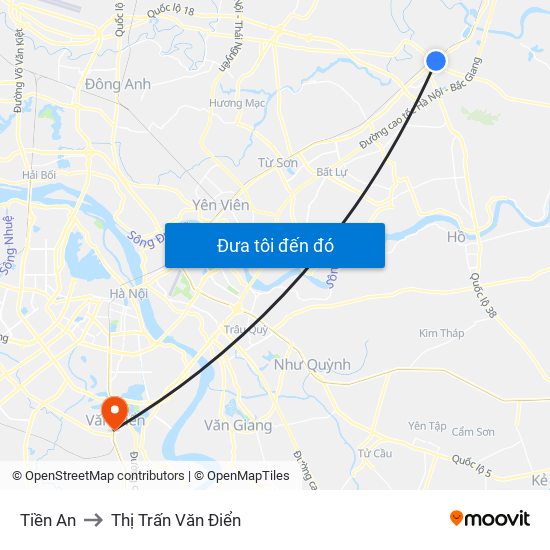 Tiền An to Thị Trấn Văn Điển map