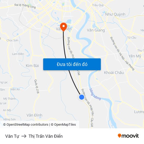 Văn Tự to Thị Trấn Văn Điển map