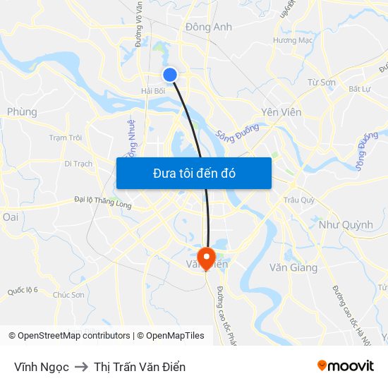 Vĩnh Ngọc to Thị Trấn Văn Điển map