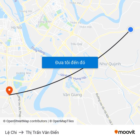 Lệ Chi to Thị Trấn Văn Điển map