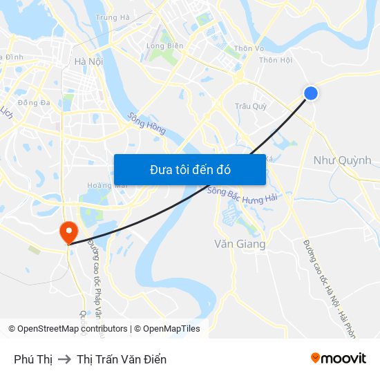 Phú Thị to Thị Trấn Văn Điển map