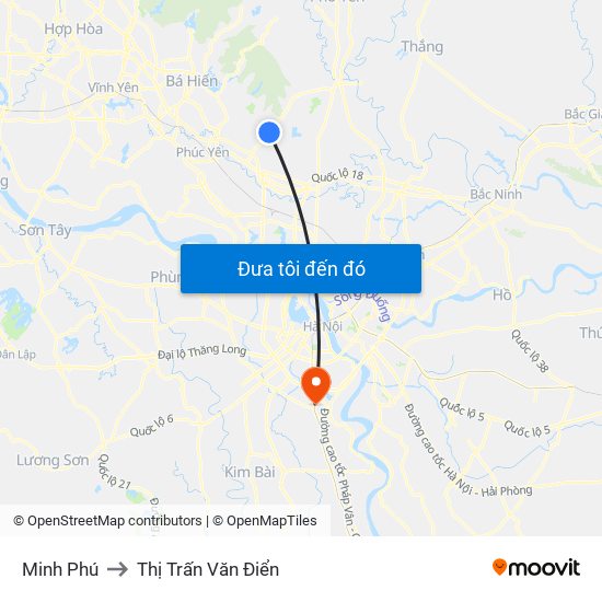Minh Phú to Thị Trấn Văn Điển map
