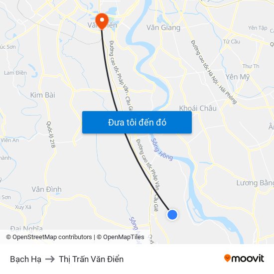 Bạch Hạ to Thị Trấn Văn Điển map