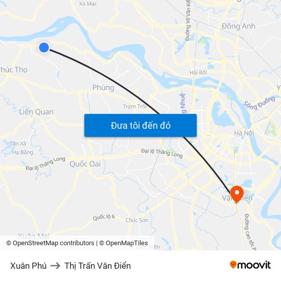 Xuân Phú to Thị Trấn Văn Điển map