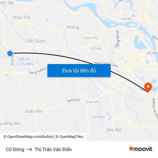 Cổ Đông to Thị Trấn Văn Điển map