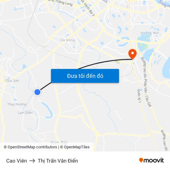 Cao Viên to Thị Trấn Văn Điển map