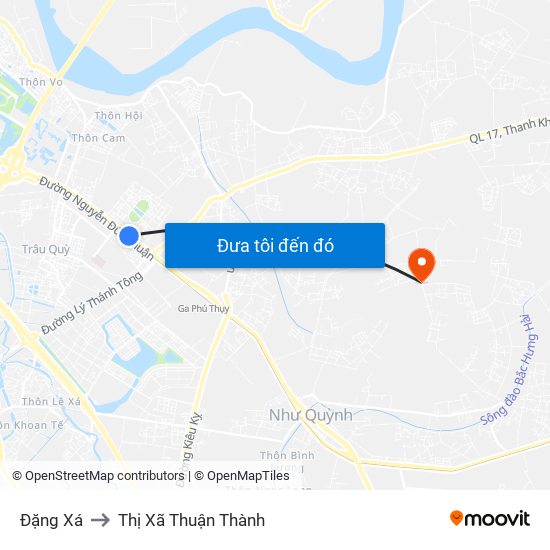 Đặng Xá to Thị Xã Thuận Thành map