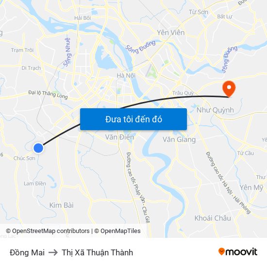 Đồng Mai to Thị Xã Thuận Thành map
