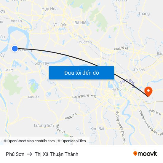 Phú Sơn to Thị Xã Thuận Thành map