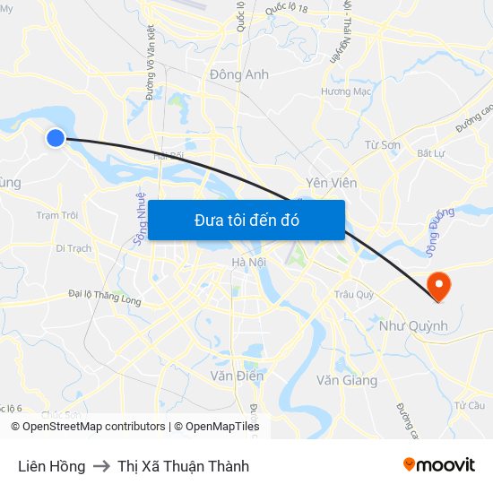 Liên Hồng to Thị Xã Thuận Thành map