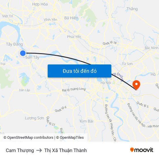 Cam Thượng to Thị Xã Thuận Thành map