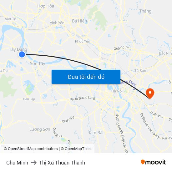 Chu Minh to Thị Xã Thuận Thành map