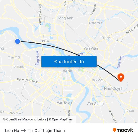 Liên Hà to Thị Xã Thuận Thành map