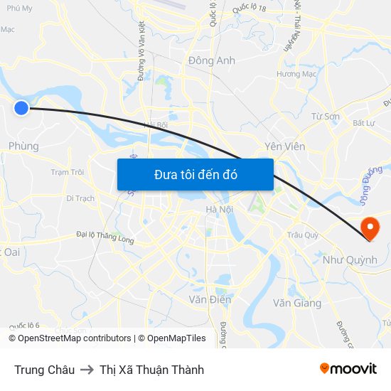 Trung Châu to Thị Xã Thuận Thành map
