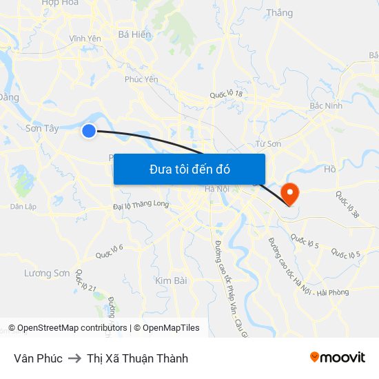 Vân Phúc to Thị Xã Thuận Thành map