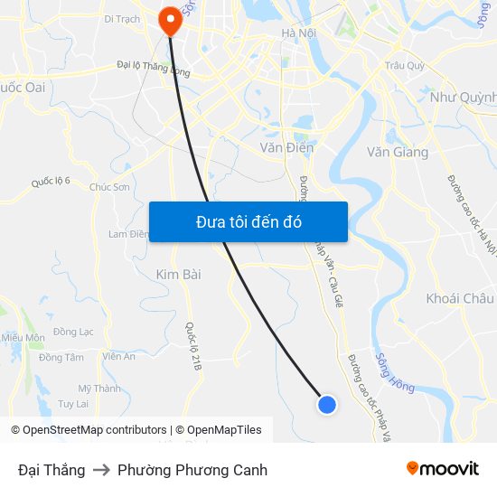 Đại Thắng to Phường Phương Canh map