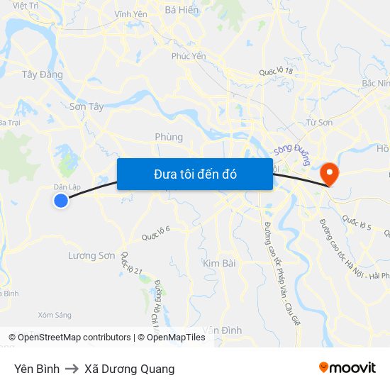 Yên Bình to Xã Dương Quang map