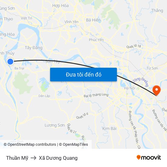 Thuần Mỹ to Xã Dương Quang map
