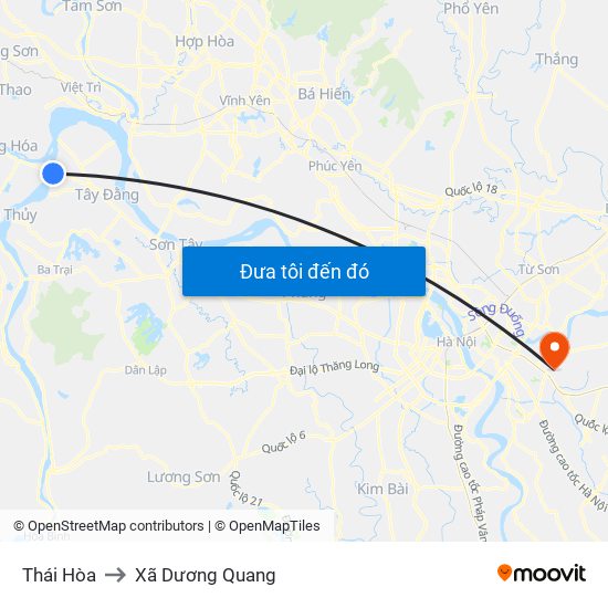 Thái Hòa to Xã Dương Quang map
