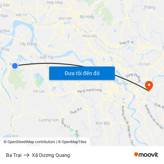 Ba Trại to Xã Dương Quang map