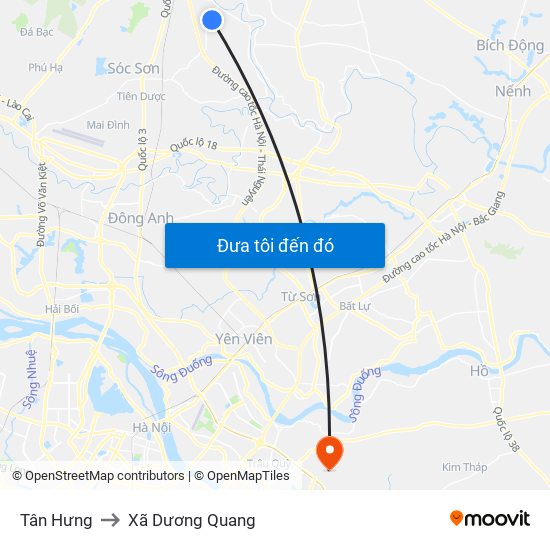 Tân Hưng to Xã Dương Quang map